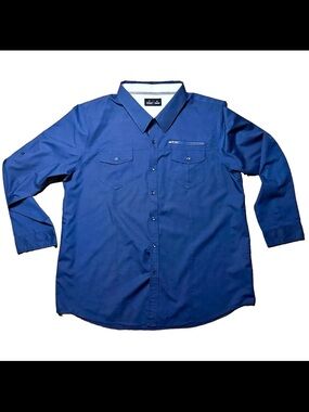 Public Record Men's 2XL Button-Down Utility Shirt in Blue
